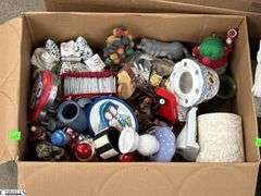 SKID of Boxed Lots, Garden Statue, Parlor Chair Plant Stand, Angels, Ornaments, Bells, Milk Glass Baskets, Figural Bells, Frames, Art Glass Paperweights, SKID is Not Included
