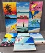 10 pcs Painting on Canvases, Beach Themes, Sail Boat and Other 11x14"