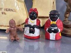 Black Americana Salt and Peppers, Aunt Jemima and Uncle Mose, Tourist Souvenirs Tallest 5"
