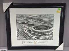 2 Baseball Stadium Prints Framed Under Glass- Forbes Field and Veterans Stadium 26" X 22"