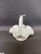 Milk Glass Ruffle Baskets, Single Horn Epergne Tallest 10.5"