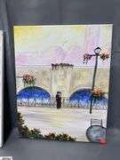 Paintings on Canvas, Paris, Red Accent, Larger 16x20"