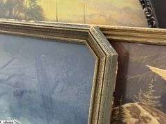 5pcs, Framed Art Prints and Painting, Wear to The Frames, One Has Been Repaired, Largest 26x32"