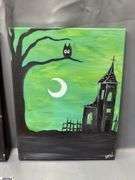 12 Paintings on Canvas Halloween and Witch Themes, Larger 2 16x20"
