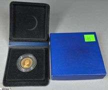 1979 United Kingdom Proof Sovereign Gold Coin in Box with a Portrait of Queen Elizabeth II on One Side and Depicts Saint George Slaying a Dragon on the Reverse Side