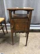 Small Vintage Accent Table With Door 13x13x27" Tall