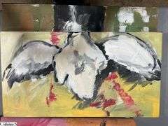 3 Alummoa Zumigo Winged Figures #7, 9, & 12 Mixed Media and Oil Canvas Each Measures 25x13.5"