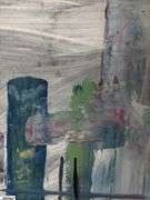 Alummoa Zumigo Guitar Silhouette Painting Mixed Media and Oil On Canvas 56x36"