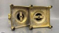 Two Brass Column Style Candle Sticks With Square Bases 16.5" 16.5"