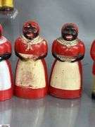 Vintage Aunt Jemima Spice Set, Nutmeg, Paprika, Cinnamon, x2, Uncle Mose Salt and Peppers, Pitchers, All Have Some Wear, 5.5" Tallest