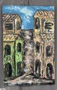 Antonio Garcia Village Streets #1, Acrylic Painting On Canvas 35x56"