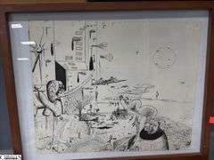 4 Framed Student Artwork, Damaged Frame 21x17"