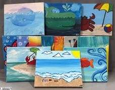 13 youthful Painting Party Canvases, Dolphins, Crabs, Octopus, Whales, Each Measure 11x14"
