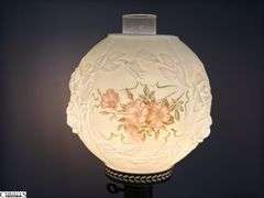 Milk Glass Electrified Oil Lamp, 22" Tall