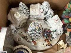 SKID of Boxed Lots, Garden Statue, Parlor Chair Plant Stand, Angels, Ornaments, Bells, Milk Glass Baskets, Figural Bells, Frames, Art Glass Paperweights, SKID is Not Included