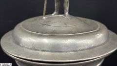 Pewter Guild Cup, Knight Top Engraved “Handwerk der Schmiede Gewidmet”, Some Wear 18” Tall
