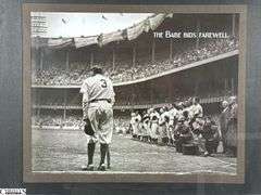 THE BABE BIDS FAREWELL Black and White Photo Print Framed Under Glass 30" X 26"