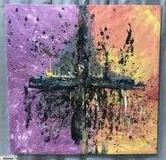 Samuel Tinoco Cross #3, Multi Color Abstract Acrylic 54x54"