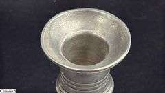 4pcs Pewter Candle Holders and Bud Vase, Tallest 7"
