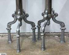 Pair of Polished Pewter Three Footed Candle Holders 48" Tall