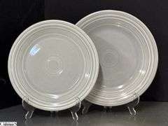 10pcs Fiesta Gray Dishes - Charger Platter, Plates, Bowls, Salt and Pepper - 12" of largest
