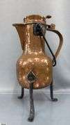 Hammered Copper Kettle 14.25" With Iron Feet and Swing Handle