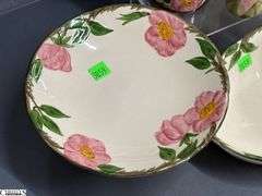 Franciscan Desert Rose Platter, Divided Dish, Salt and Pepper, Cream and Sugar, Butter Dish, Stand - 14" of platter - 10pcs