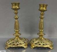 Brass Candle Sticks, Slight Bend On One 6.5"