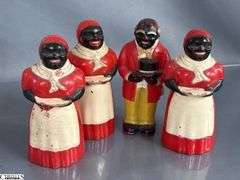 Vintage Aunt Jemima Spice Set, Nutmeg, Paprika, Cinnamon, x2, Uncle Mose Salt and Peppers, Pitchers, All Have Some Wear, 5.5" Tallest