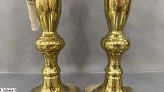 4 Brass Candle Sticks, Tallest 12" One is Loose