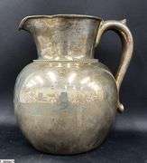Marked Sterling 3 1/2 Pint Pitcher Monogrammed 7" Tall