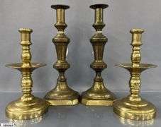 4 Brass Candle Sticks, Victorian Push Up Style Tallest 11.5"
