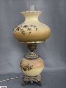Gone With The Wind Hurricane Style Lamp, Floral Motif, 30" Tall