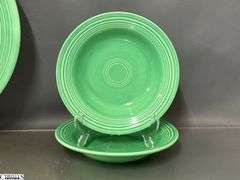 18pcs Fiesta Green Dishes - Charger Platter, Plates, Saucers, Bowls, Cups, 2 Pint Pitcher- 14" of largest