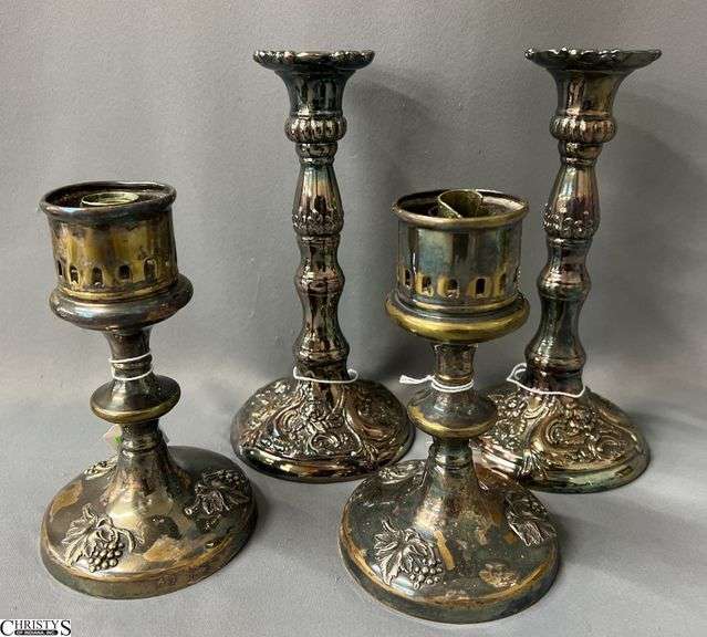4pcs 2 Pair Silver Plated Candle Sticks 8.5" image