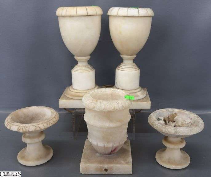 Alabaster Lamps, Urns, Lamp Base - 10" of tallest image