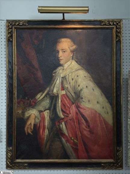 Sir Joshua Reynolds Style Portrait of Royal Oil on Canvas Painting - 35" x 45" of frame image