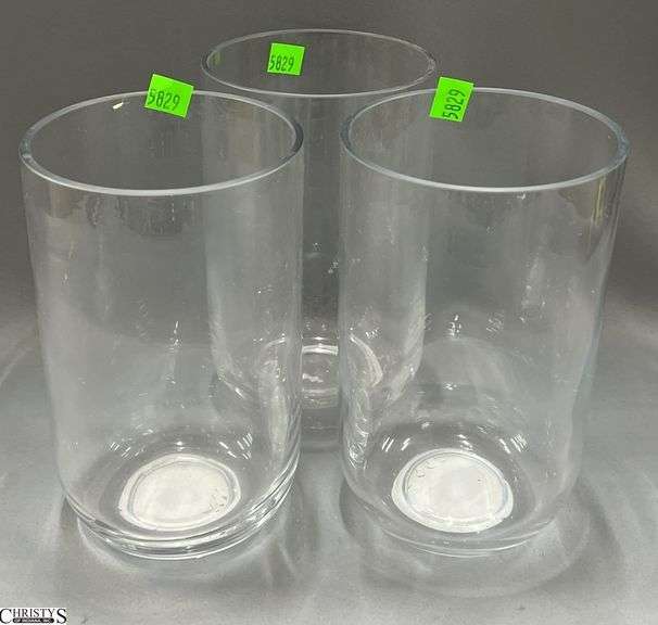 3 Glass Candle Holders 4.75"x8" Tall image