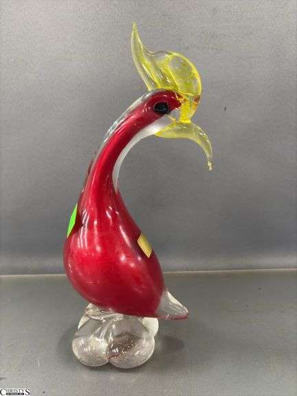 Murano Art Glass Rooster, Pottery Basket