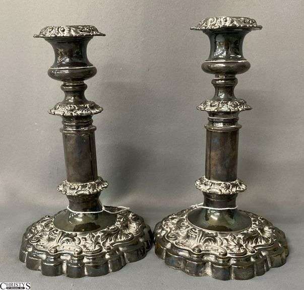 Pair of Extendable Silver Plated Candle Holders, 5"x8" image