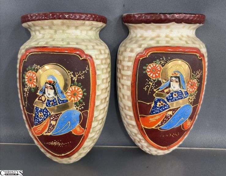 Asian Influence Wall Pockets and Mini Vases