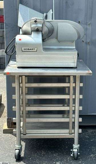 Hobart Slicer on Tray Stand Piper Products 27x31x34" Tall image