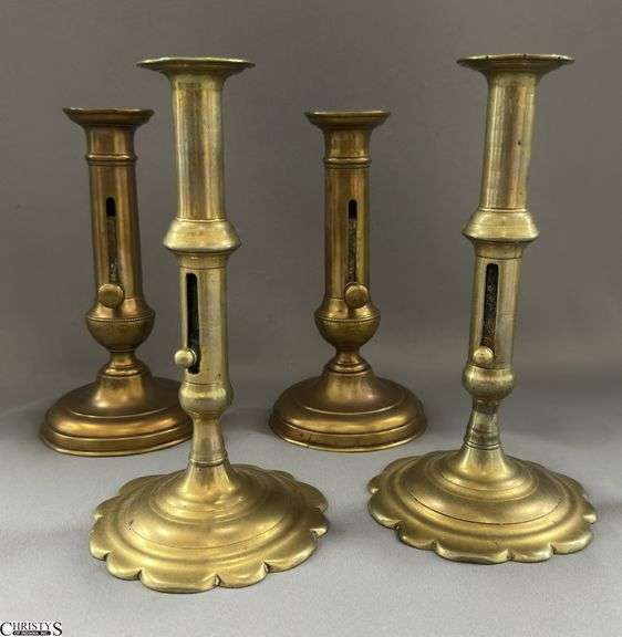 4pcs Brass Thumb Push Up Candle Sticks, Tallest 7.75" image