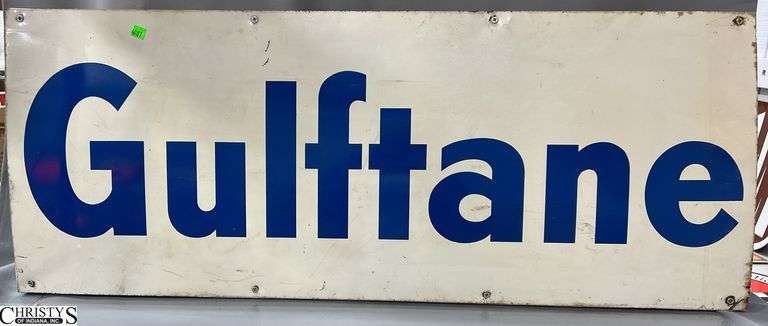 Gulftane White Sign, Wood Braced With Brackets, 43x17" image