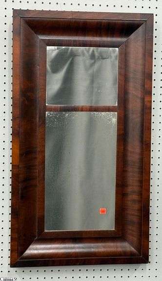 Veneer Framed Mirror, Some Wear on Mirror 19.5x35" image