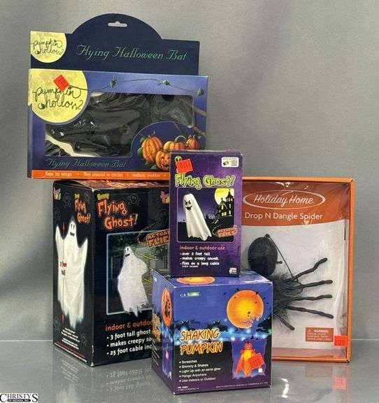 5 pcs Halloween Decor Ghosts, Pumpkins, Flying Bat, Spider image