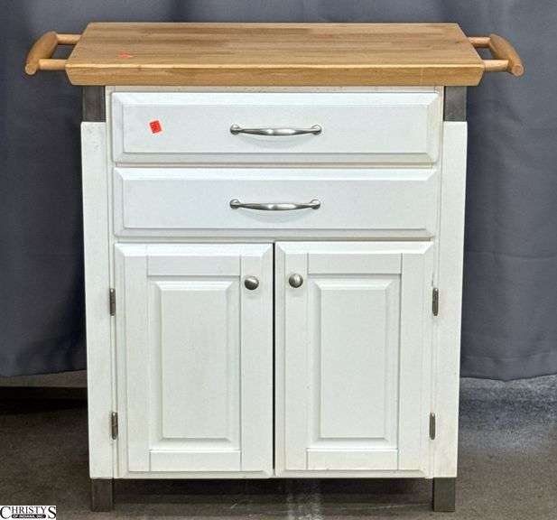 Kitchen Prep Cabinet, With Wood Look Top Has 34x18x32" image