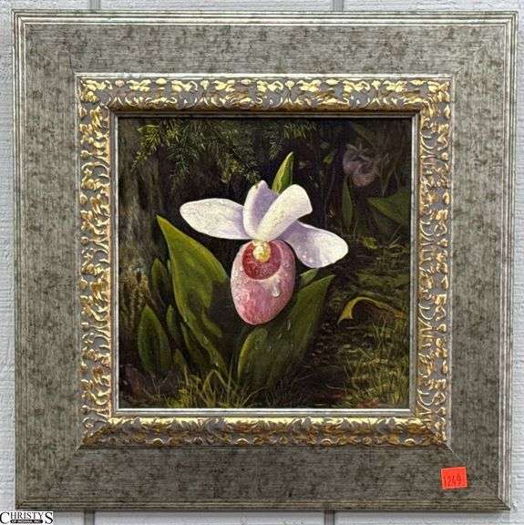 Janet LaFond Orchid Oil on Canvas Painting - 16" x 16" of frame image