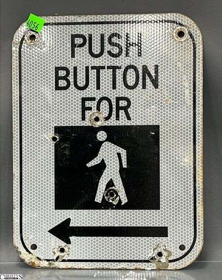 Push Button For Crosswalk Double Sided Sign 9x12 image