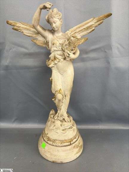 Cast Spelter Metal Winged Statue - 21" image